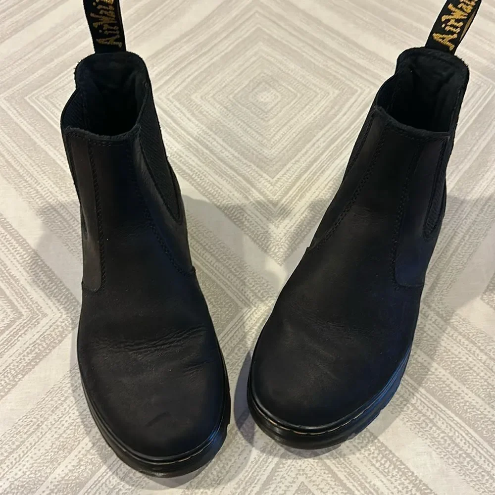 Dr. Martens AirWair Black Platform Slip-On Ankle Boots Size 8W / 7M